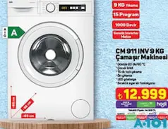 SEG CM 911 INV 9 KG ÇAMAŞIR MAKİNESİ SEG CM 911 INV 9 KG ÇAMAŞIR MAKİNESİ
